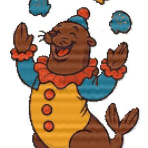 A fur seal juggles pebbles - Cross stitch patterns