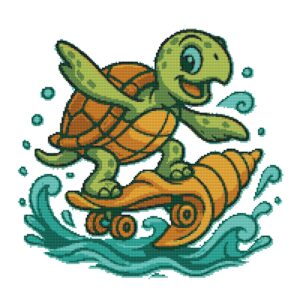 A turtle balances on a shell - Cross stitch pattern