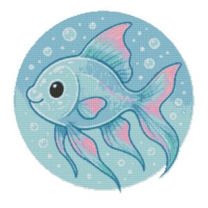 Blue fish with pink fins - Cross stitch pattern