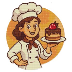 Chef with a cake - Cross stitch pattern