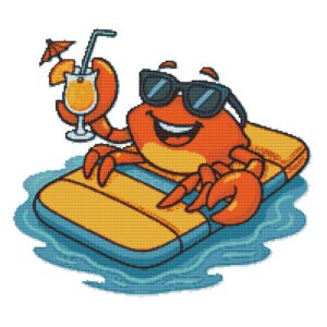 Crab relaxes with a cocktail - Cross stitch pattern