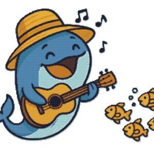Dolphin plays the guitar - Cross stitch pattern