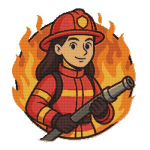 Firefighter girl - Cross stitch pattern