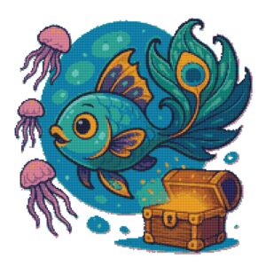 Fish and the Golden Chest - Cross stitch pattern