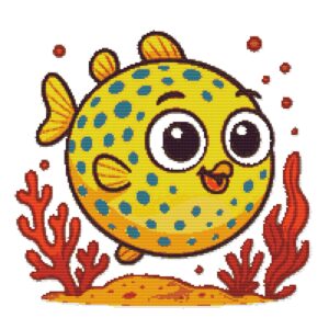 Funny round fish - Cross stitch pattern