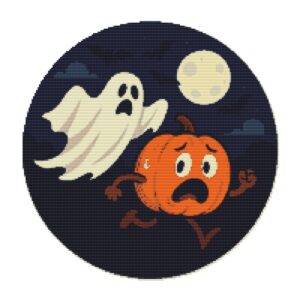 Ghost Chases Pumpkin - Modern Cross Stitch Pattern