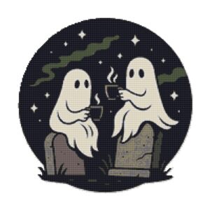 Ghosts and Tea for Halloween - Cross stitch pattern