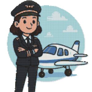 Girl pilot - Cross stitch pattern