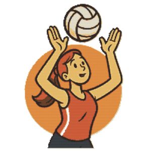 Girl playing ball - Cross stitch pattern