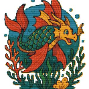 Green scaled dragon fish - Cross stitch pattern