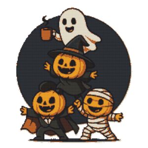 Halloween Pumpkin and Ghost Pyramid - Cross stitch pattern