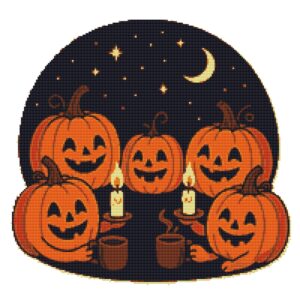 Halloween Pumpkins with Candles - Cross stitch pattern