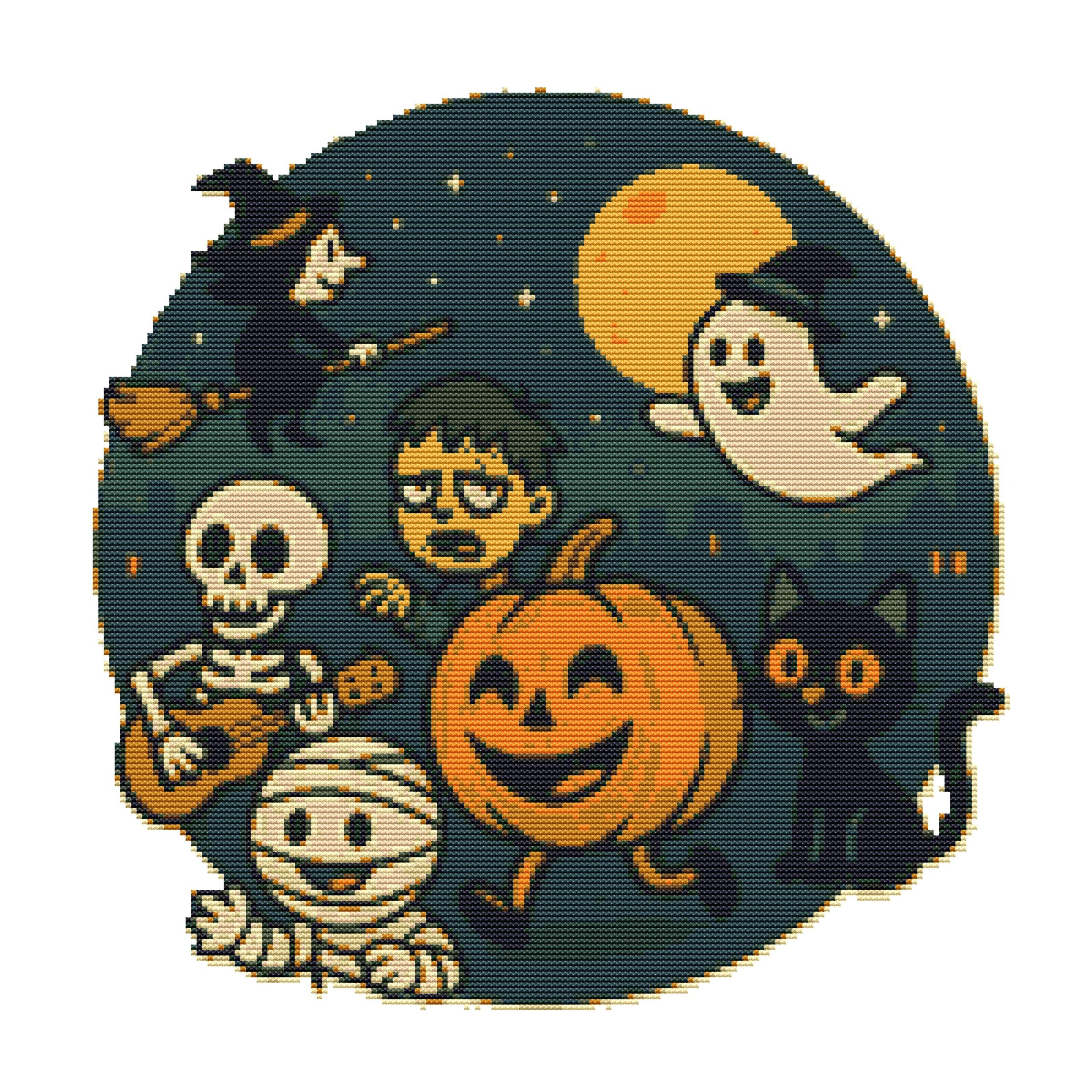 Halloween characters - Cross stitch pattern