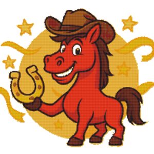 Horse holds horseshoe for luck - Cross stitch pattern