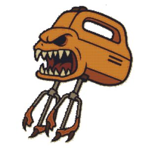 Mixer with claw-shaped beaters and a mouth in the body - Cross stitch pattern
