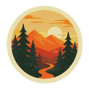 Mountain landscape - Cross stitch pattern PDF