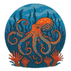 Octopus in the sea - Cross stitch pattern
