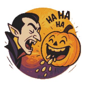 Pumpkin and Vampire Laugh Halloween - Cross stitch pattern