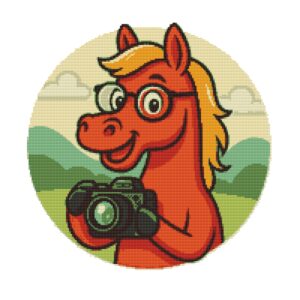 Red horse photographer - Cross stitch pattern
