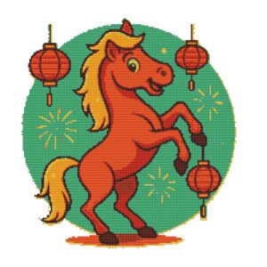 Red horse with golden mane - Cross stitch pattern