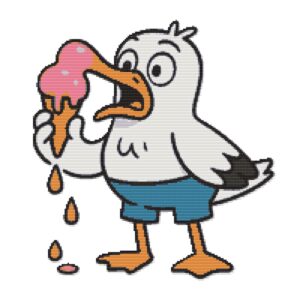 Seagull and melted ice cream - Cross stitch pattern