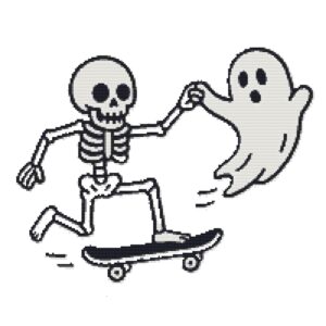 Skateboarding on Halloween - Cross stitch pattern