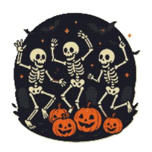 Skeletons dancing on Halloween - Cross stitch pattern