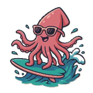 Squid in sunglasses - Cross stitch pattern