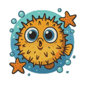Surprised fish with spikes - Cross stitch pattern