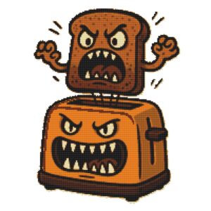 Toaster and burnt bread - Cross stitch pattern