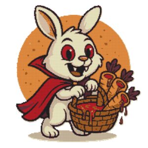 Vampire Bunny with Carrot for Halloween - Cross stitch pattern