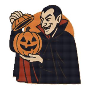 Vampire and pumpkin for Halloween - Cross stitch pattern