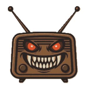 Vintage radio with a fanged smile - Cross stitch pattern