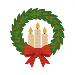 Wreath and candles - Cross stitch pattern