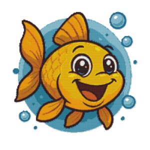 Yellow fish with a smile - Cross stitch pattern