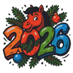 2026 Year of the Red Horse - New Year - Cross stitch pattern PDF