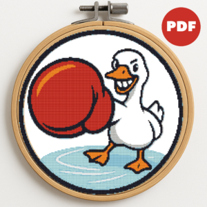 A cunning goose in a boxing glove - Cross stitch pattern PDF