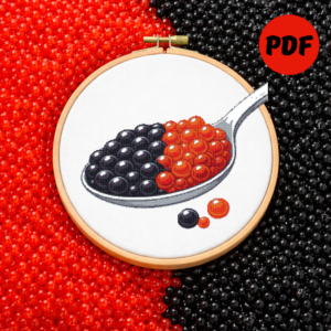 A spoonful of black and red caviar - Cross stitch pattern PDF