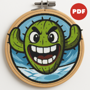 Angry cactus in winter - Cross stitch pattern PDF