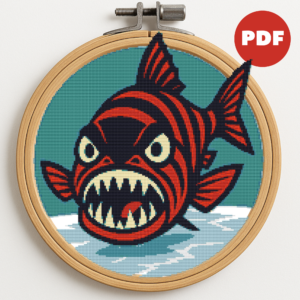 Angry red fish - Cross stitch pattern PDF