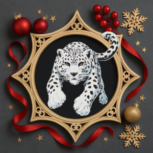 Beautiful snow leopard - Cross stitch pattern PDF