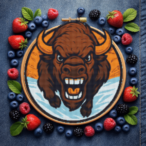 Buffalo in winter - Cross stitch pattern PDF