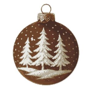 Christmas tree decoration with white fir trees - Cross stitch pattern PDF
