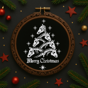 Christmas tree made from horse skeletons - Cross stitch pattern PDF