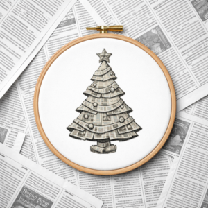 Christmas tree made from newspapers - Cross stitch pattern PDF
