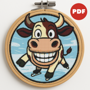 Cow on ice - Cross stitch pattern PDF