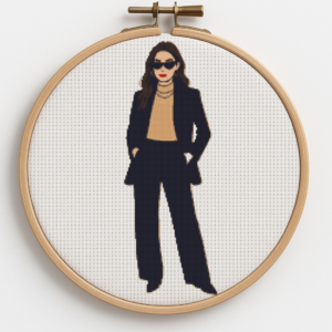 Fashionable girl in a black suit - Cross stitch pattern PDF