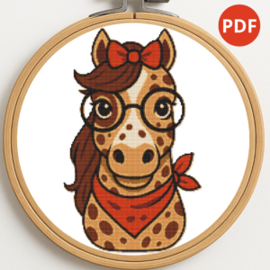 Fashionable horse with a bow - Cross stitch pattern PDF