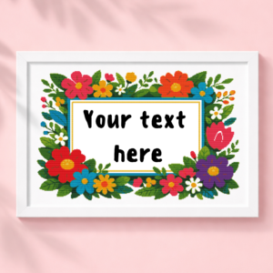 Frame of colorful flowers - Cross stitch pattern PDF