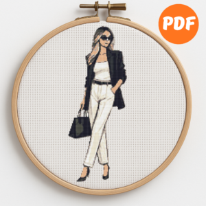 Girl in a white suit - Cross stitch pattern PDF